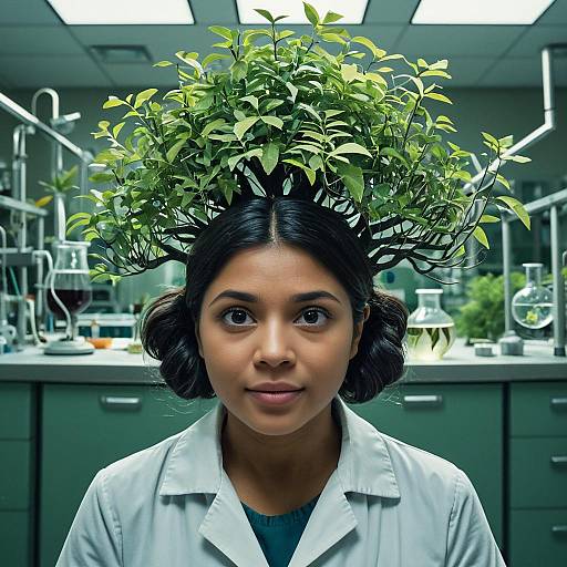 Drowning Scientist with Trees on Head
