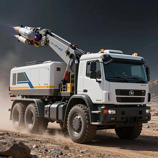 Futuristic Rocket-Powered Construction Truck