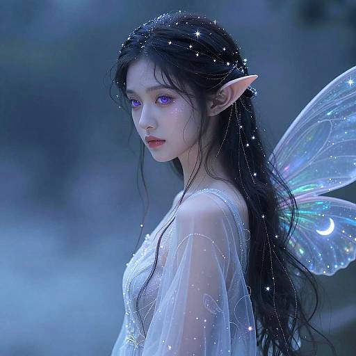 Delicate Twilight Nymph in Moonlight