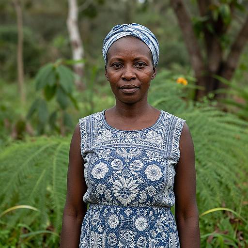 Resilient Woman Amidst Lush Greenery