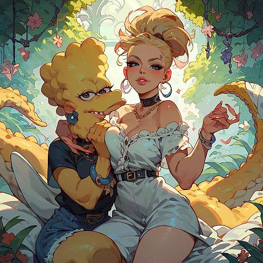 Colorful Marge Simpson Portrait in Sunlight