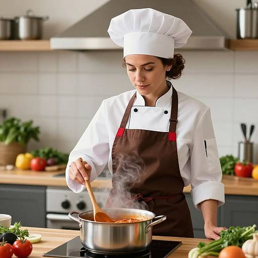 Curly-Haired Chef in Sunny Kitchen