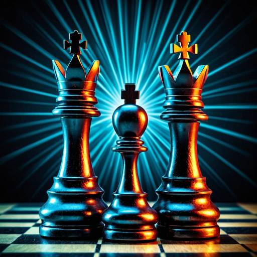 Vibrant Chess Pieces with Light Connection