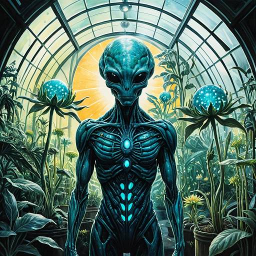 Extraterrestrial Botanist in Alien Greenhouse