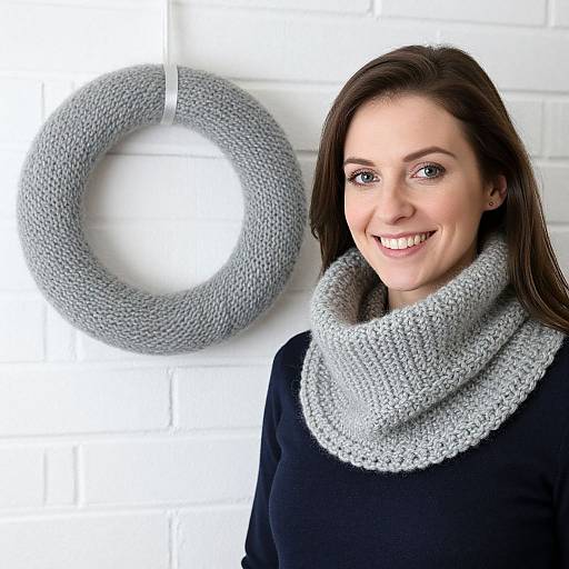 Cozy Gray Knitwear with Wreath