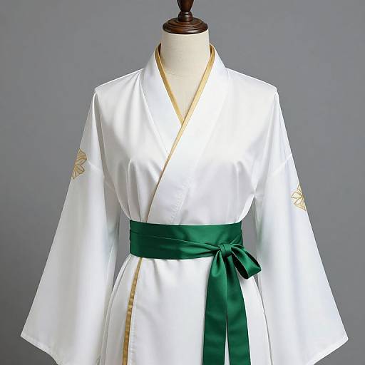 Mannequin in White Robe with Gold Accents