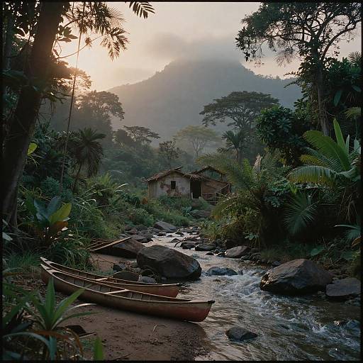 Epic Jungle Outpost at Sunset