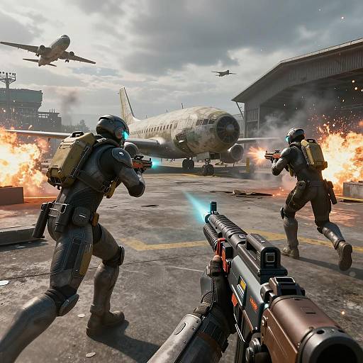 Futuristic Firefight in Abandoned Airfield