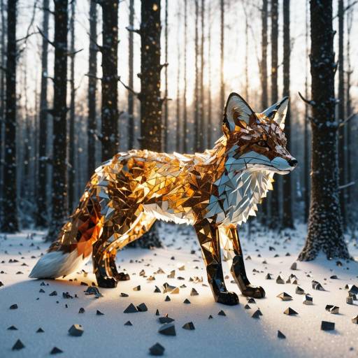 Innovative 3D Fox Sculpture in Woodland
