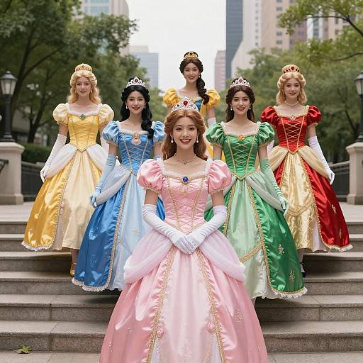 Colorful Princesses on Urban Steps
