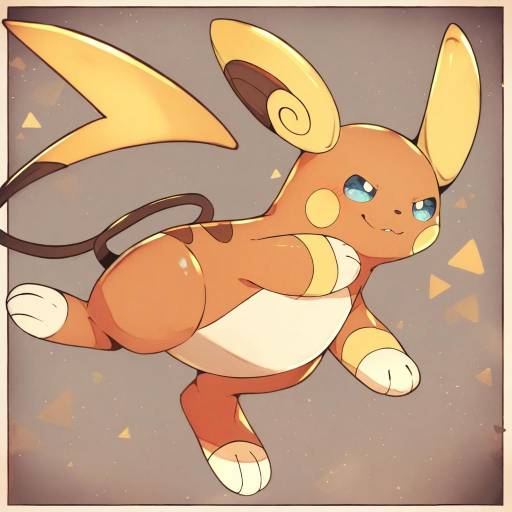 Illustration of Alolan raichu, pokemon in the style of Varniskarnis