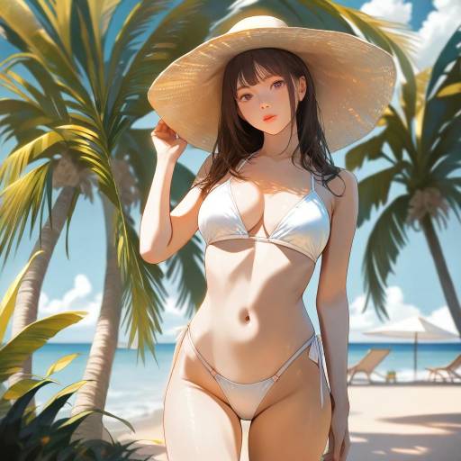 Sun-Kissed Beach Girl Under Umbrella Sun-Kissed Beach Girl Under Umbrella