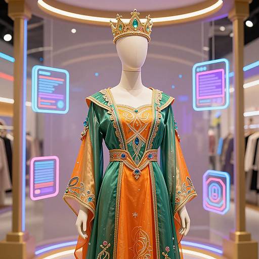 Futuristic Mannequin in Neon Crown