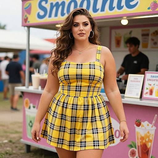 Preppy Woman at Carnival Smoothie Stand