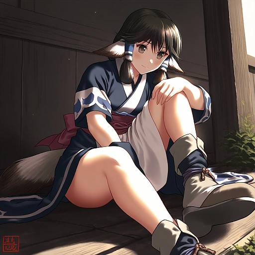 Illustration of Aruruu, utawarerumono in the style of Taikyokuturugi