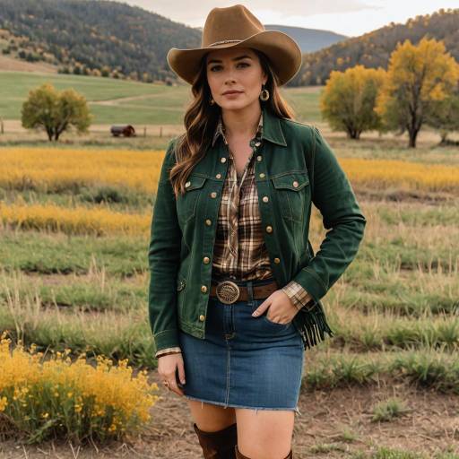 Curvy Woman in Western Outfit Outdoors