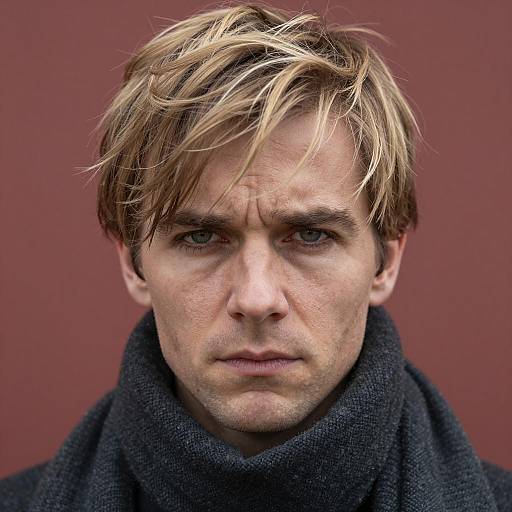 Intense Portrait of a Messy-Haired Man
