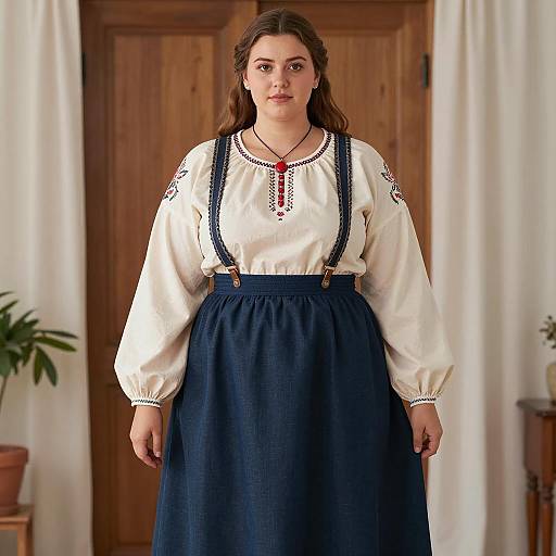 Plus Size Woman in Traditional European Peasant Outfit