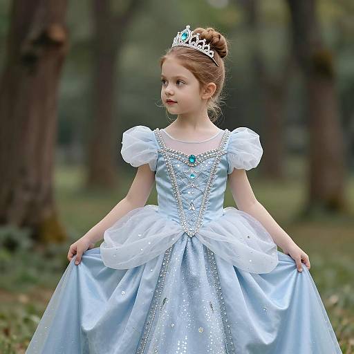Little Girl in Cinderella Blue Princess Dress