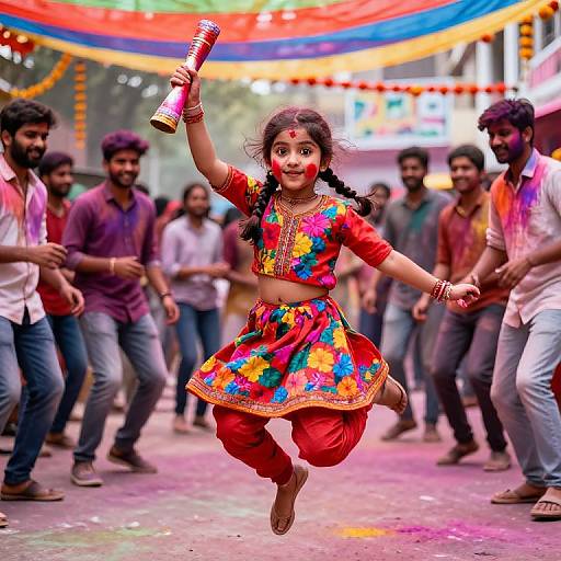 Vibrant Holi Festival Group Joy