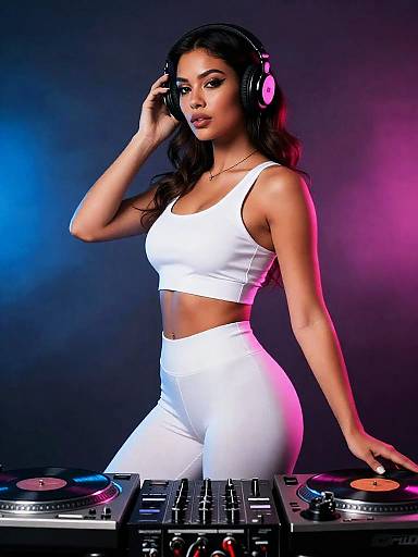 Stylish Female DJ in White Outfit at Club