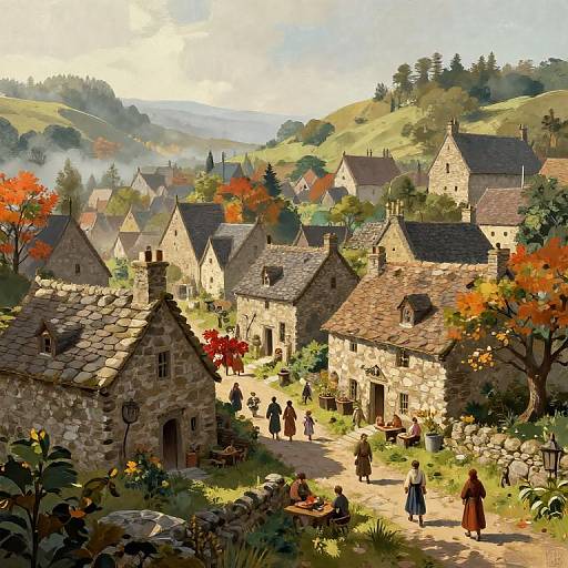 Medieval Fantasy Village in Misty Hills