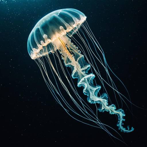 X-Ray Style Jellyfish in Deep Ocean