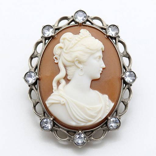 Elegant Victorian White Gold Cameo Brooch