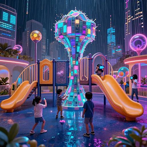 Surreal Cyber Playground in Neon City
