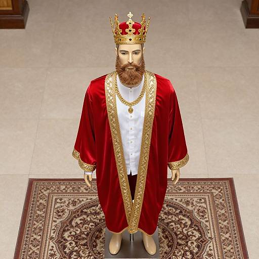 Regal Mannequin in Red and Gold Outfit