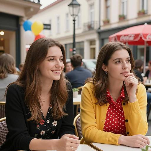 Café Scene with Two Stylish Women