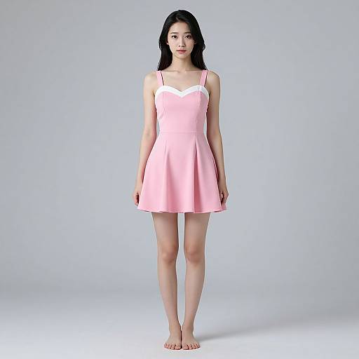 Realistic Woman in Pink Dress