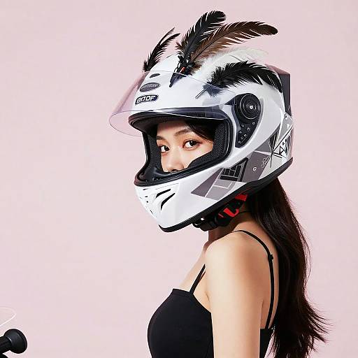 Feathered Futuristic Motorcycle Helmet Fashion
