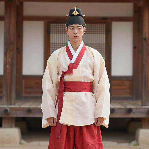Traditional Korean Attire with Cultural Details