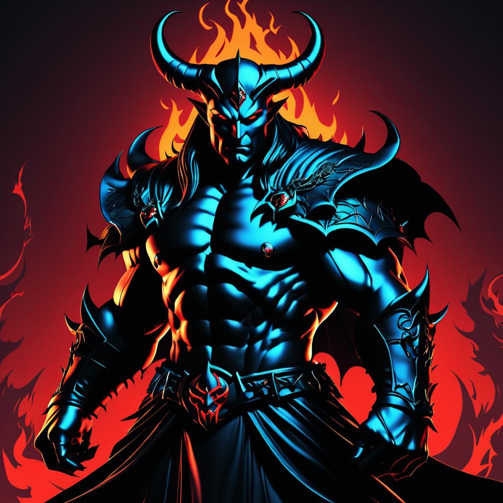 Cinematic Demon Lord in Comic Style