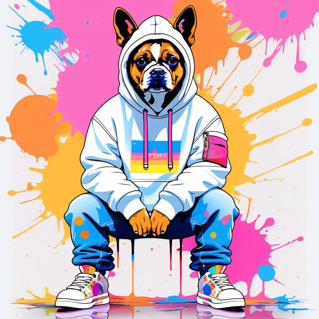 Trendy Dog in Colorful Art Style