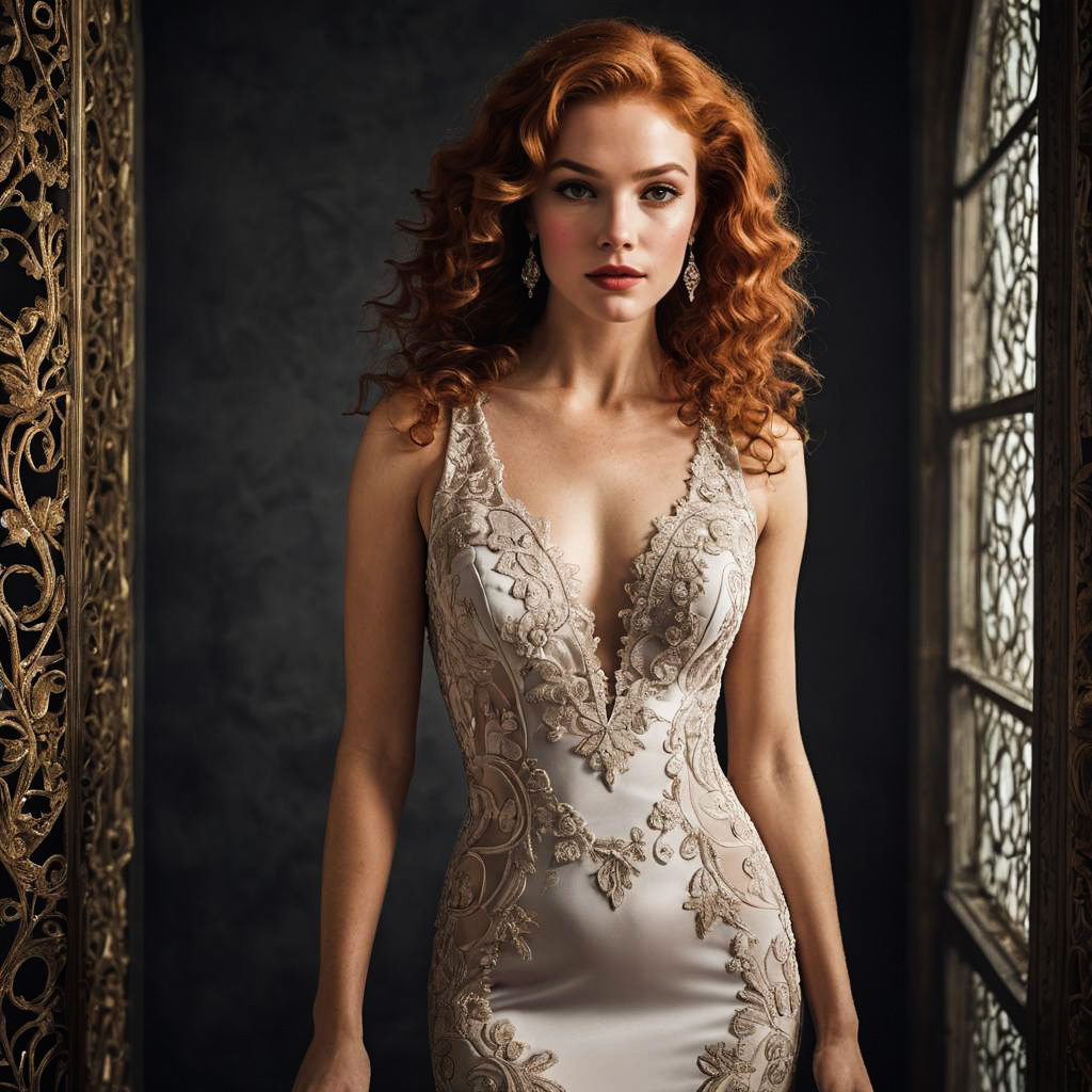 Glamorous Redhead in Elegant Studio Shoot