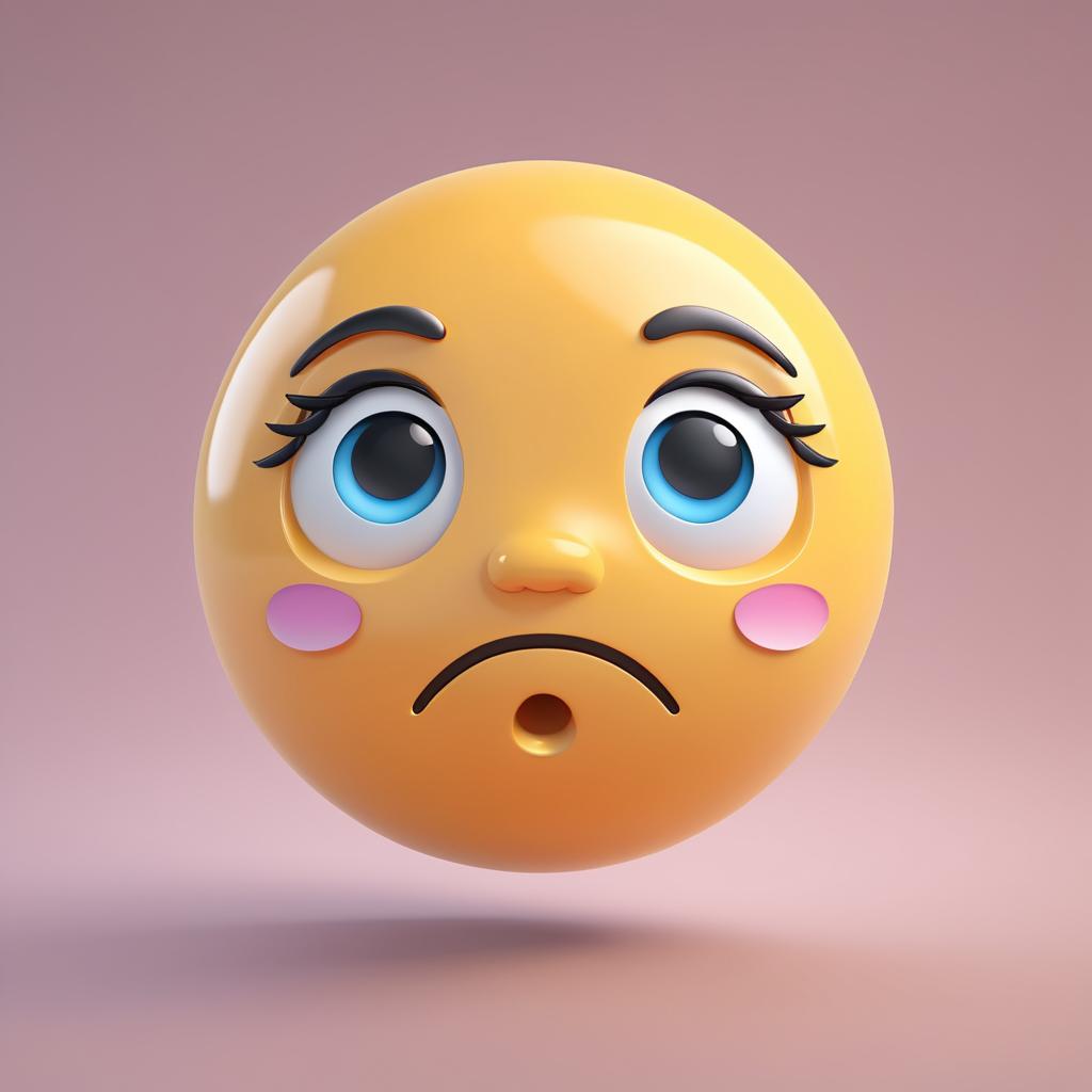 Adorable 3D Sad Emoji Expression