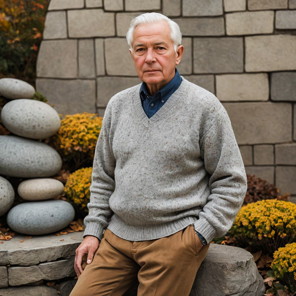 Cozy Autumn Portrait of Elderly Man