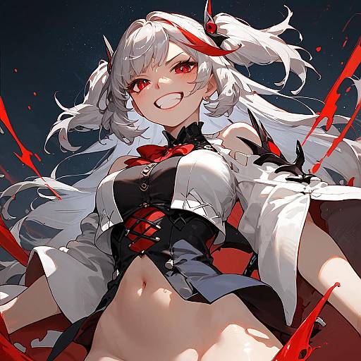 Dark Persona Girl with Shark Motifs