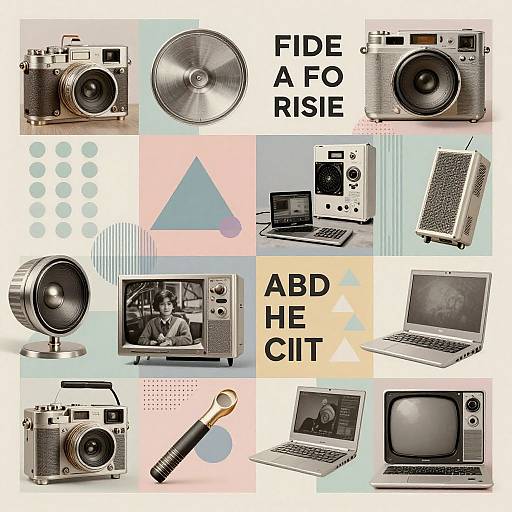 Vintage-Tech Collage with Bold Typography
