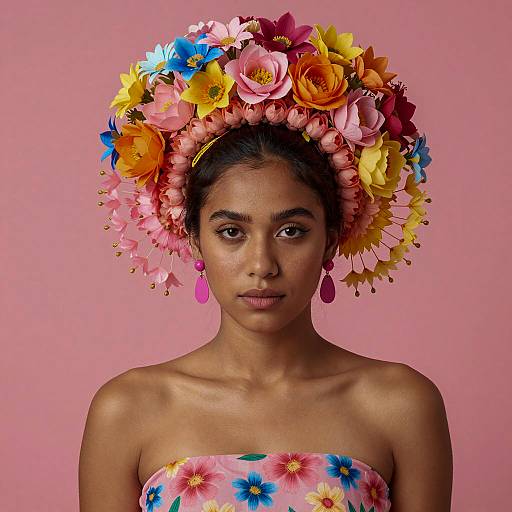 Vibrant Floral Fashion Portrait