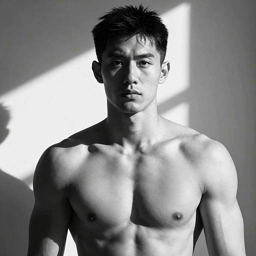 Dramatic Black and White Athletic Portrait