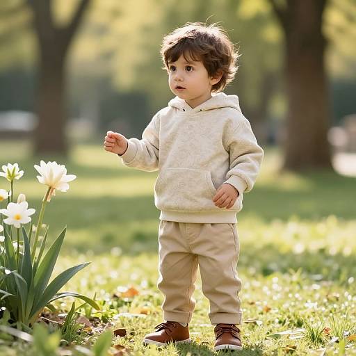 Curious Boy in Sunny Park