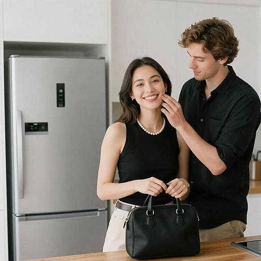 Charming Kitchen Moment: A Couple's Portrait