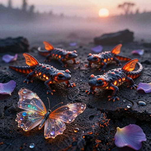 Celestial Lava Fields with Ember Salamanders