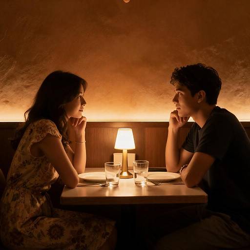 Warmly Lit Booth Date Night Scene