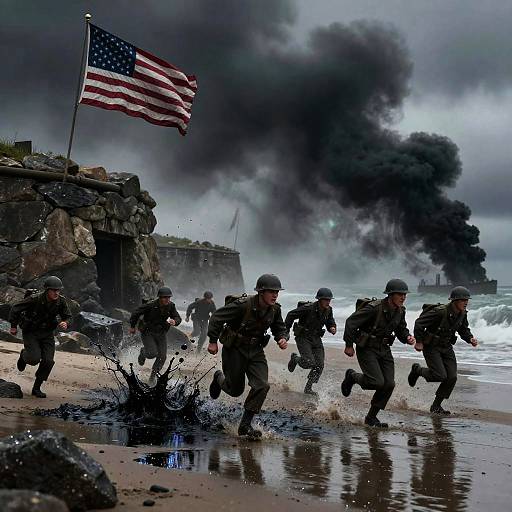 Dramatic Normandy Landings: A Dark Tapestry