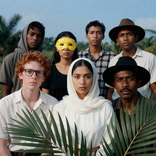 Colorful Group Portrait with Tropical Vibes