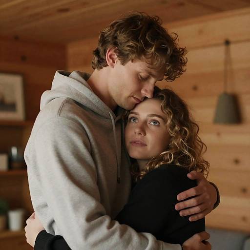 Intimate Embrace in a Wooden Room
